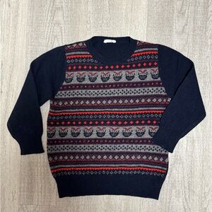 Il Gufo Boys Merino Wool Sweater 3Y Navy Fair Isle Knit Made in Italy